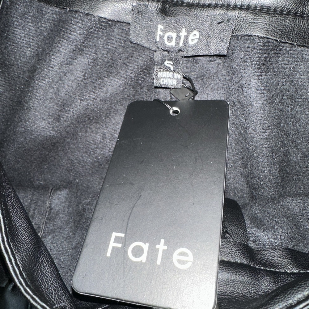 Fate Black‎ Faux Leather Pants Size S for Sleek Modern Style NEW - Picture 2 of 4
